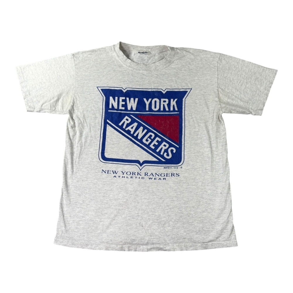 Vintage 1994 New York Rangers Shirt Bike NHL Athletic Wear Gray T-Shirt Large